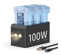 100W Mini 4 Pro/Mini 3 Series Battery Charging Hub (3X Fast Charging), Two-Way Battery Charger with Storage LED Lights Alarm Mode, Compatibility: DJI Mini 4 Pro, DJI Mini 3 Pro, DJI Mini 3 Drone