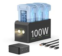 100W Mini 4 Pro/Mini 3 Series Battery Charging Hub with 100W Battery Charger USB-C Power Adapter, Storage LED Lights Alarm Mode, Compatibility: DJI Mini 4 Pro, DJI Mini 3 Pro, DJI Mini 3 Drone