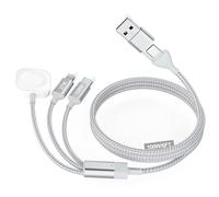 100W Multi Charging Cable for Apple Watch Charger 3 in 1 Multi Chargers for iWatch Ultra/SE/11-1/iPhone 17/16/15/14-7, Fast Charging Travel Vacation Essentials Apple Watch and iphone Charger Cord 6 FT