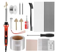 100W Plastic Welding Kit, Plastic Welder & Soldering Iron Gun with 2-Speed Adjustable & 5 Soldering Tips, 20 Black & 20 White Rods, Steel Mesh, Metal Brush for Small-Scale Welding Tasks