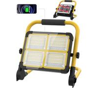 100W Rechargeable Work Light with Rotating Stand, 12000mAh Portable LED Floodlight, 336 LEDs & 4 Modes, IP53 Waterproof for Outdoor Camping Hiking Yard Garage Power Cuts