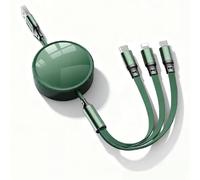 100W Retractable Charging Cable, 3 in 1 Multi Fast Charger Lead for Laptop, Compatible with iPhone, USB C Type C Cord, Tangle Free Travel Essentials Car Accessories (1.2m)