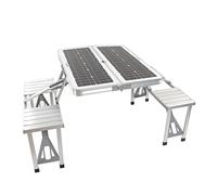 100W Solar Panel Foldable Portable Solar Table with 4 Stools Dual USB Output for Camping Travel
