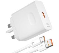 100W SuperCharge Power Adapter for Honor 200 400 Pro 90 70 Lite,USB Super Fast Charger Plug UK for Honor Magic 7 pro 6 Lite V5 V3 Smart X7b X8a X8b X9b Pad 9 10 Wall Charger/Type C Charging Cable 1M