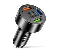 100W Type C Car Charger Adapter With LCD Display 3.8x6.2cm 3USB 2PD
