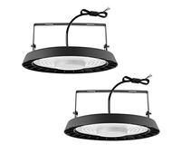 100W UFO LED High Bay Lamp, UFO LED 10000LM Industrial LED Spotlights with Stand, Industrial LED Hood Cool White 6500K IP65 Waterproof UFO LED Workshop Lamp for Factory Garage (2PCS)