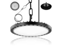 100W UFO LED High Bay Light, 10000LM Industrial UFO Lamp, 6000K-6500K Workshop Lighting Commercial Area Lighting, IP65 Waterproof Daylight White Ultra Thin LED Warehouse Lighting(Black)