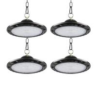 100W UFO LED Workshop Light, 12800LM 6000K Super Bright 4 Pack LED High Bay Light, IP66 Waterproof Pendant Light, Industrial Workshop Lamp for Garages, Halls, Warehouses, Workshops, Factory Lighting