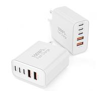 100W USB C Charger Block, 2Pack 5-Port GaN Wall Charger Fast Charging Plug, Multiple PD Power Adapter+QC Plug, USB C Box Cube Compatible with iPhone 17 Air 16 15 14 13 Pro Max Plus,Samsung,MacBook/Air