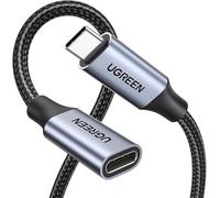 100W USB C Extension Cable 10Gbps 4K 60Hz USB 3.2 Male to Female Fast Charge Extension Lead Compatible with MacBook Pro M3, iPad Pro 2021/Air 5, iPhone 16/15, Galaxy S24 Ultra Silver, 0.5M