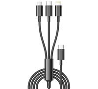 100W USB C Multi Charger Cable[1.2M], 3 in 1 Fast Charging Cable with E-Mark Chip, USB C PD [100W]+Lightning[27W]+Micro[10W] for Samsung Galaxy S25/S24/S23,iPhone 17/16/15/14/13/iPad, MacBook Pro/Air