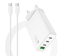 100W USB C Plug GaN Wall Charger 4-Port GaN Laptop Charger Compatible with MacBook Pro/Air, HP Laptop, Dell, Asus, Lenovo, Matebook, Galaxy S23 / S22