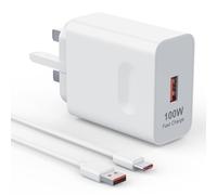 100W USB SuperCharge Fast Charger for Honor 400 Pro/200 Pro, Magic8 Pro/Magic7, 90 X9c X9b X8b X7c, Huawei Pura 70 Ultra Pura 70 Pro+ Mate 60 Pro P60 Art, with 6A USB-C Cable 1M
