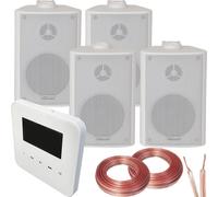 100W WiFi & Bluetooth Wall Mounted Amplifier & 4x 60W White Wall Speakers System