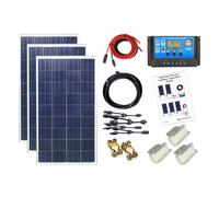 (100w x 3 =300w Poly PWM Kit 12v) Lowenergie Poly Solar Panel Battery Charging Kit 12V/24V with Charger Controller & Mounting Bracket Set. for Caravans, Motorhomes, Boats