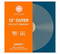 100x 12 Inch UV Protection Frosted Outer Vinyl Record Sleeves | Spincare Density Single & Double Album LP Protective Sleeve | Strong Polyethylene Archival Plastic Vinyl Record Storage Covers