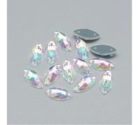 100x 12mm Horse Eye sew on Sparkly Mix Flat Back Rhinestone Teardrop Large Clear Silver Bead Diamante Gem Crystal Teardrop Pear Rhinestones 12mm Small AB Iridescent Sewing 2 Holes