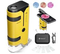 100x-250x Mini Pocket Microscope for Kids Adults, Protable Handheld Microscope, Miniscope Portable for Kids Adults Science Lab Education, Yellow