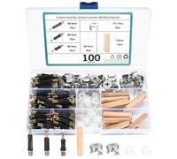 100x 3-in-1 Furniture Connector Hardware Fixings Set, Include Furniture Cam Lock Screw, Eccentric Cam Bolt Nut and Dowel, Pre Inserted Nuts, Wood Dowel Bolts Nut Locking Cam for Cabinet Wardrobe