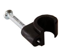 Loops 100x 6mm Black Round Cable Clips - CAT5e/CAT6 Wall Mounts Aerial Brick Outdoor