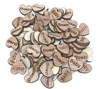 100x Baby Shower 15mm Hearts Wooden Shabby Chic Craft Scrapbook Embellishments Vintage Confetti Heart