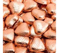 100x Copper - Rose Gold Foiled Milk Chocolate Hearts Bag, Pouch (100x Copper- Rose Gold Hearts)