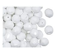 100x Czech Faceted Glass Pearls Fire-Polished Round 8 mm Chalk White