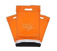 100x Designer Mailer Bag Mailing Postal Bags w/Handle for Packaging Shipping (Orange Star Thank You, 10 x 13 Inch)