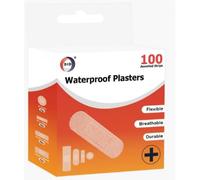 100x Durable Waterproof Plasters, Small-Large 4 Different Sizes Water Resistant Washproof Band Aids Flexible Durable and Breathable