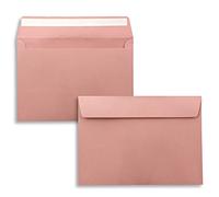 100x envelopes DIN C5 old pink (pink) - 16.2 x 22.9 cm - self-adhesive - elegant envelopes for large invitations and cards for birthdays or weddings