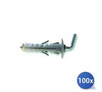 100x Fischer Short Hook Nylon Plug E-100 12.8 mm Gray