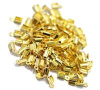 100x Folding Crimps Cord Thong End Connectors 10mm Gold