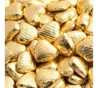 100x Gold Foiled Milk Chocolate Hearts Bag, Pouch (100 Gold Hearts)