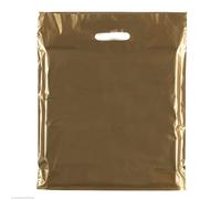 100x Gold Heavy Duty Colored Plastic Carrier Bags Party Gift Bags in 3 Sizes (15''X18''+3(39x45cm))