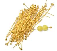 100x Gold Plated Ball Head Pins 1.18 Inch Length 0.5 mm for Jewlery Making