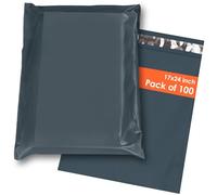 100x Grey Mailing Bags - 17 x 24 Size, 100% Recyclable Parcel Bags, Self-Seal Postage Bags for Clothes - Strong & Sealable Plastic Envelopes, Ideal for Large to Small Postal Packing Shipping Posting