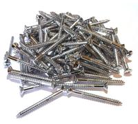 100x Guitar neck plate/bush fixing screws in chrome 4.2mm x 45mm
