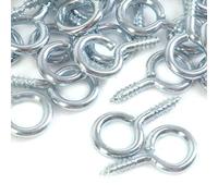 100x Heavy Duty Small Steel Screw in Eye Hooks - 20mm Frame/Loop/Ring Wall Hangers