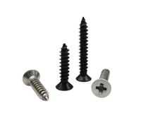 100X M1 M1.5 M2 M3 M4 Tiny Black Carbon 304 A2 Stainless Steel Cross Flat Countersunk Head Self-tapping Wood Screw(304 stainless steel,6MM_M1.4)