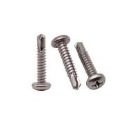 100x No.8 x 1/2" Stainless Self-Drilling Pozi Pan Head - Self Tapping Metal Screws for Ventilation Pipes, Fans, and Metal Rails