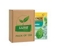 100x Peppermint Tea Bags - Strong, Bold & Malty Flavor | Individually Wrapped Tea Sachets Envelopes | Refreshing Premium Tea | Compatible with Twinings By Luxe Bitez
