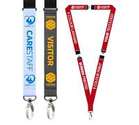 100x Personalised Lanyard by Lanyards Tomorrow Flat Polyester with 3 Point Break Triple Breakaway Safety and Metal Clip 1 Colour Screen Print Design Custom Neck Straps Add Logo Text 20mm 2cm
