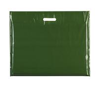 100x Plain HARRODS Green 22"X18"+4(55.88cm x 45.72cm) Plastic Carrier Bags - Modern Printed Strong Gift Shopping Bags