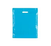 100X Plastic Plain Sky Blue Carrier Bag 15"x18"+3(Medium) - Modern Printed Strong Gift Shopping Bags
