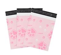 100x Poly Mailer Bag Mailing Postal Bags Cat Paws Gifts Shipping Wrapping Design Pattern Envelope for Parcel Mail 25x33CM(10x13 Inch)