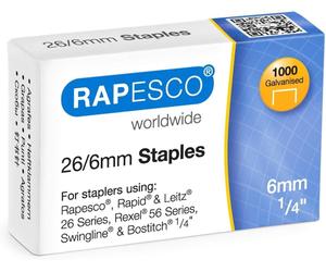 100x Rapesco 26/6mm Galvanised Staples 1000 Per Box S11661Z3 Bulk Office 100k