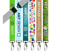 100x Recycled PET Personalised Lanyard by Lanyards Tomorrow Eco-Friendly Full-Colour Dye Sublimation Design Your OWN Custom Neck Straps ADD Logo and Text with Safety Breakaway and Metal Clip 15mm