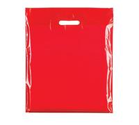100x Red Plastic Carrier Bags-15" x 18" x 3" Large Coloured Bag-Reusable Retail Market Traders Fashion Colored Carriers Bags