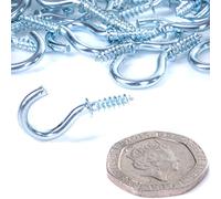 100x Small 15mm Chrome Cup Hooks - Strong Metal Dresser/L Screw in Hooks
