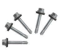 100x stainless steel self-drilling screws with sealing 6.3x25 mm